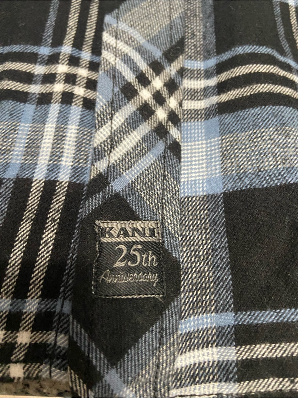 KARL KANI Mens Flannel Plaid Button Up Shirt Blue Black White 4X Outdoors - Picture 7 of 17
